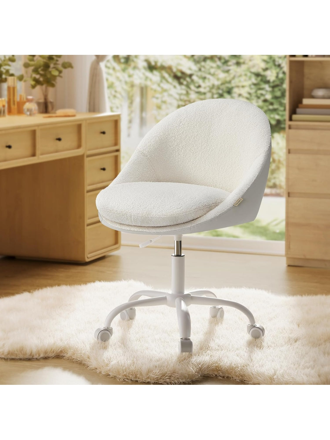 Homeoffice Schreibtischstuhl aus Sherpa Stoff mit hohenverstellbarem Sitz kj2798962