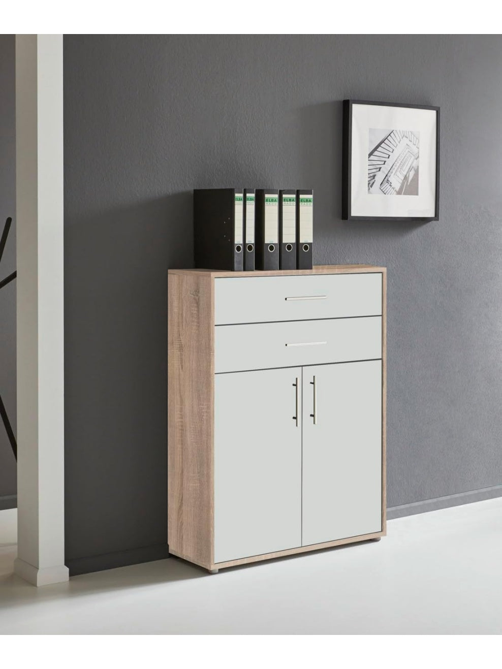 Schubkastenschrank mit zwei Turen fur Buro und Arbeitszimmer eq4722665