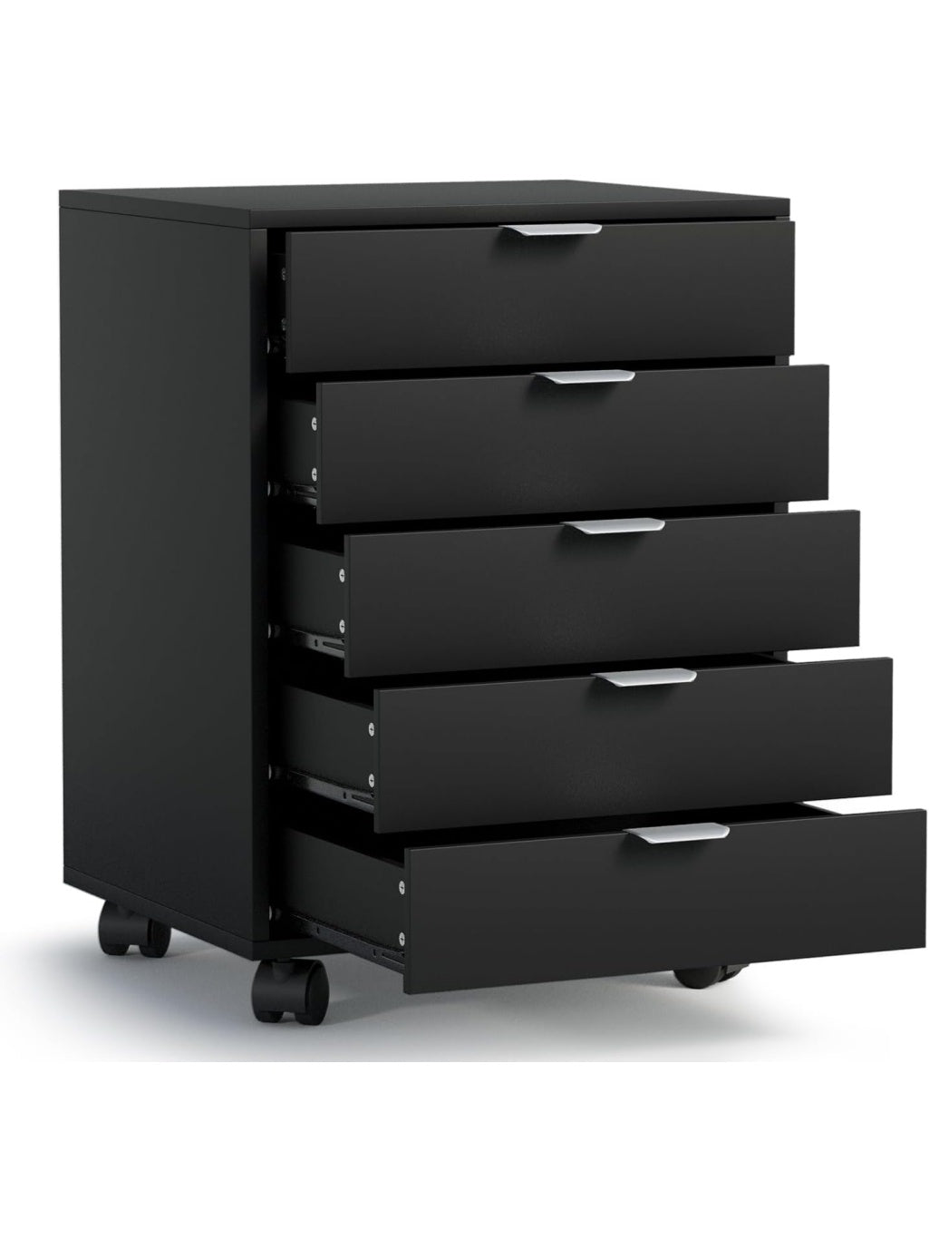 Rollcontainer mit funf Schubladen fur Buro und Homeoffice in Schwarz wi2079014
