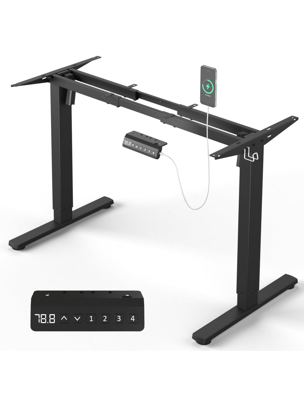 Elektrisches Schreibtischgestell mit zwei Motoren USB C Anschluss Memory Steuerung und Antikollisionsfunktion in Schwarz cm1737121
