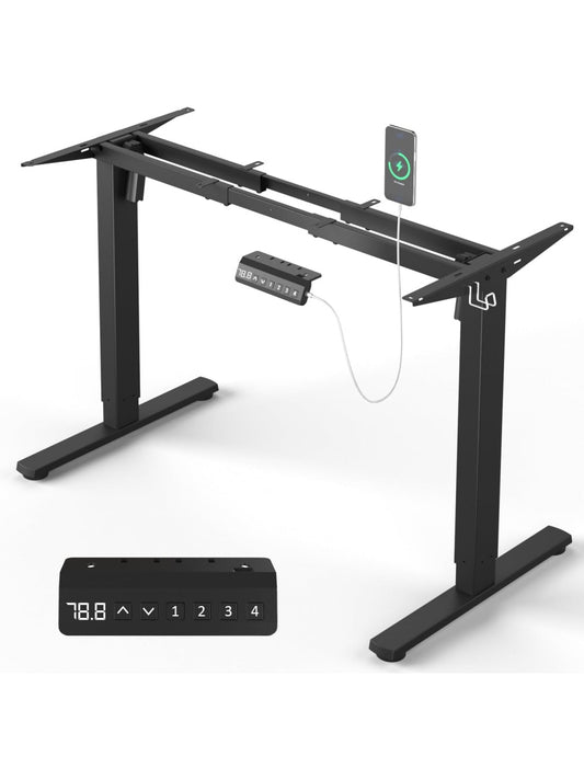 Elektrisches Schreibtischgestell mit zwei Motoren USB C Anschluss Memory Steuerung und Antikollisionsfunktion in Schwarz cm1737121