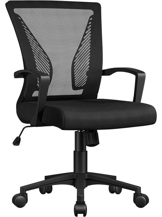 Ergonomischer Burostuhl mit atmungsaktivem Netzrucken in Schwarz wf1579375