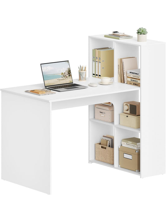 Schreibtisch mit Regal 120 x 60 x 111 cm in Weiss als Computer Arbeitsplatz mit zusatzlichem Stauraum ij2269971
