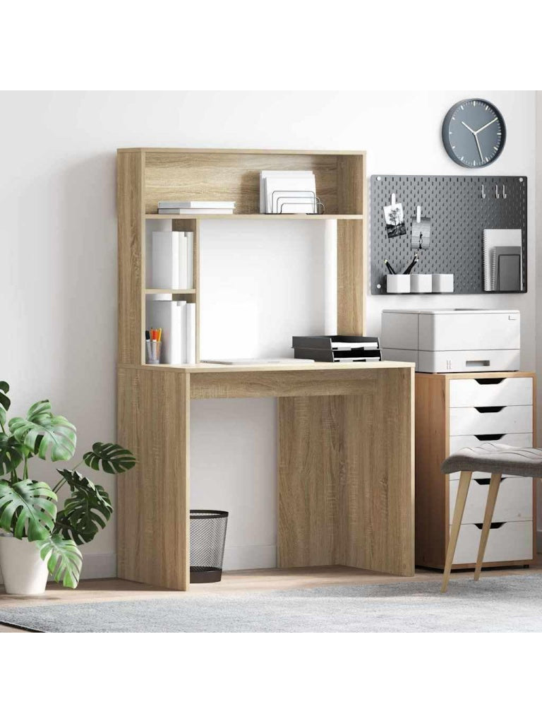 Schreibtisch in Sonoma Eiche 91 x 50 x 149 cm mit zwei Regalen fur Homeoffice Buro und Schlafzimmer fd4425751