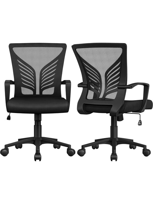 Ergonomischer Burostuhl mit Schaukelfunktion gepolstertem Sitz und Hohenverstellung in Schwarz gs4245831